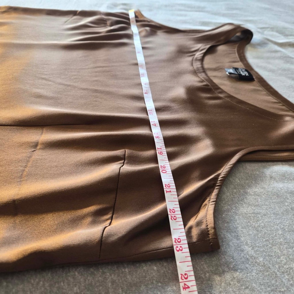 Eileen Fisher 100% Silk Satin Plus Size Minimalist Chic Bronze Brown Tank Top 1X - Picture 10 of 11